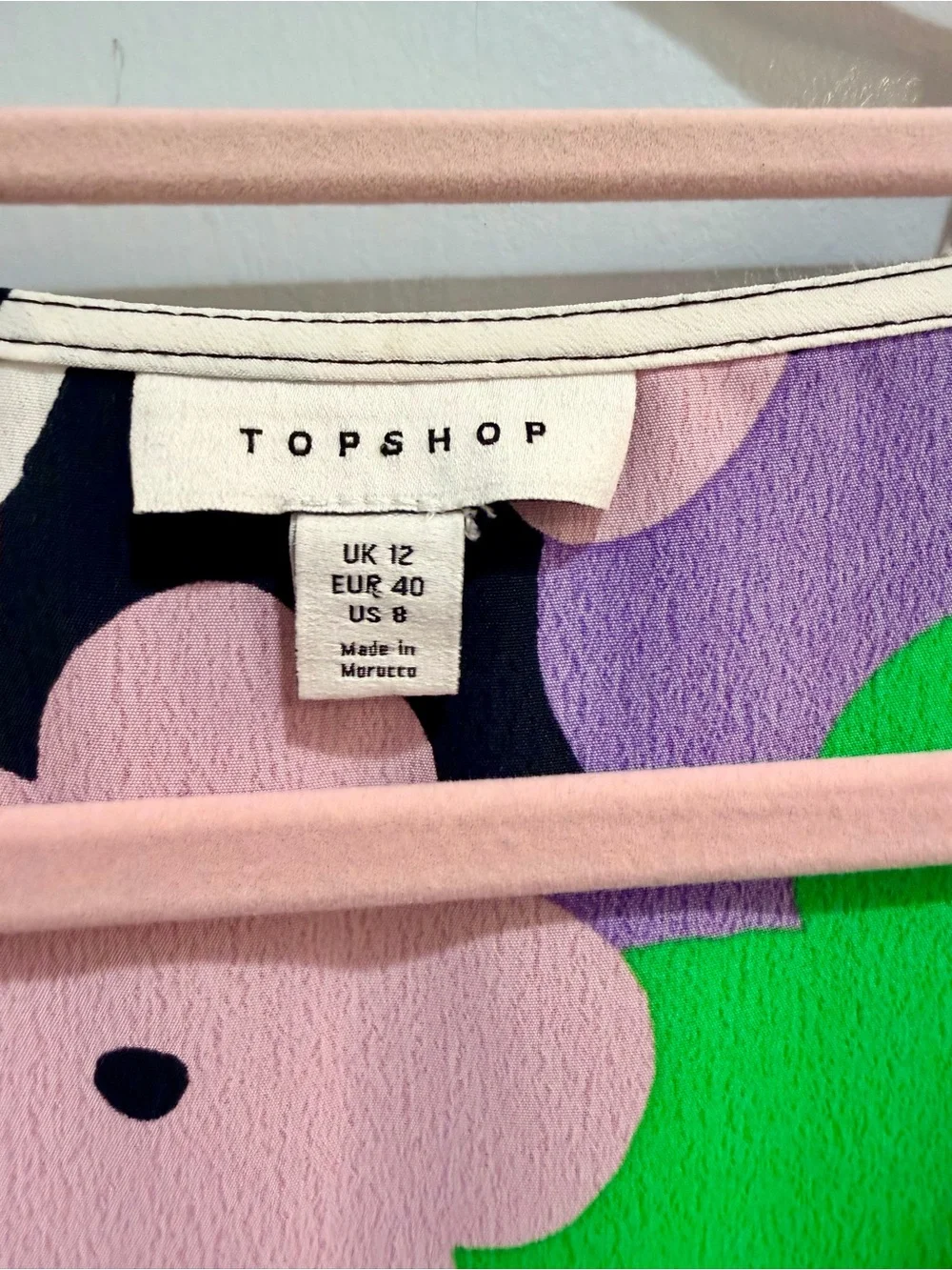 Sold Topshop Mixed Print Floral Polka Dot Midi Dress Multi-Color Flutter Sleeve - Picture 9 of 13